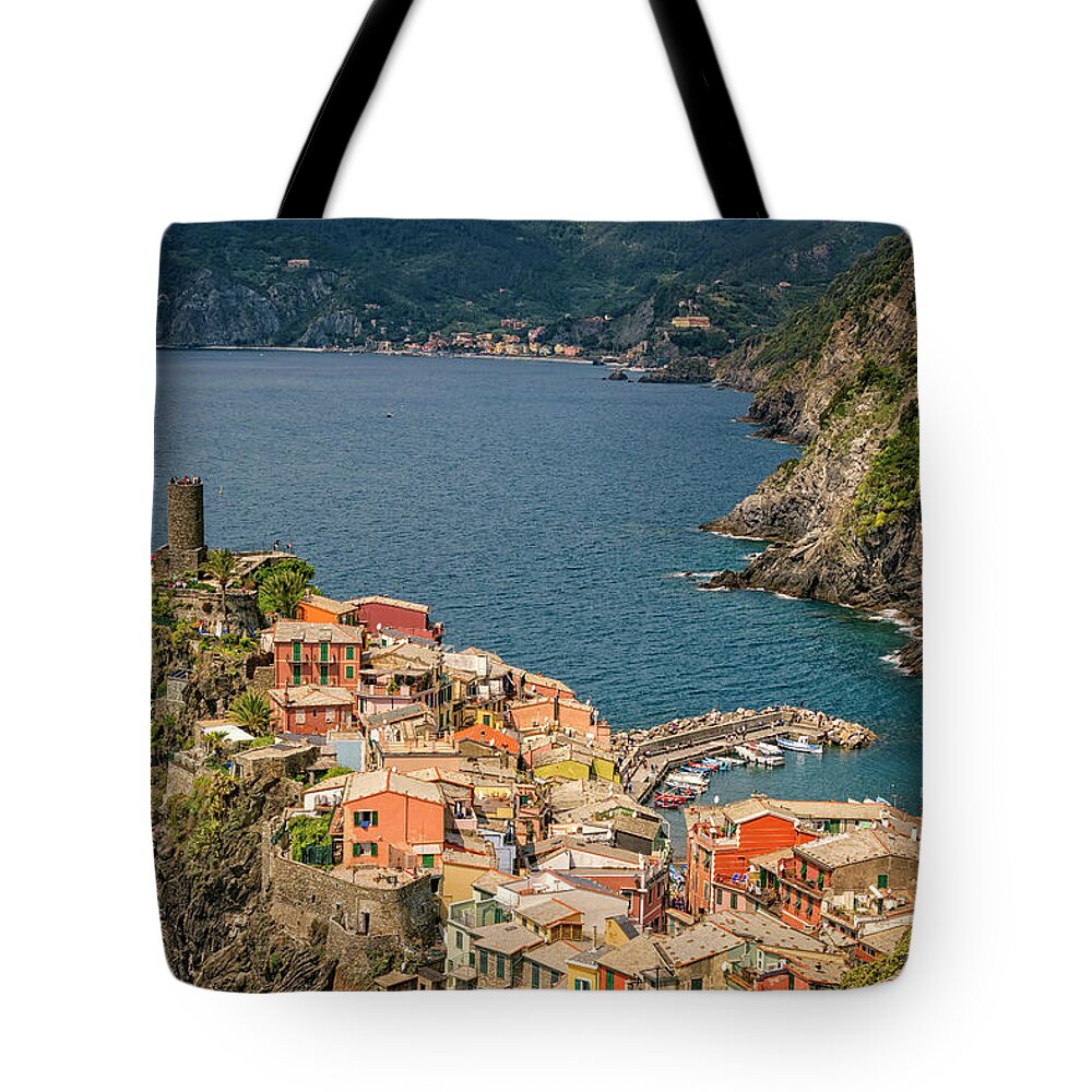 Joan Carroll Tote Bag featuring the photograph Vernazza Cinque Terre Italy by Joan Carroll