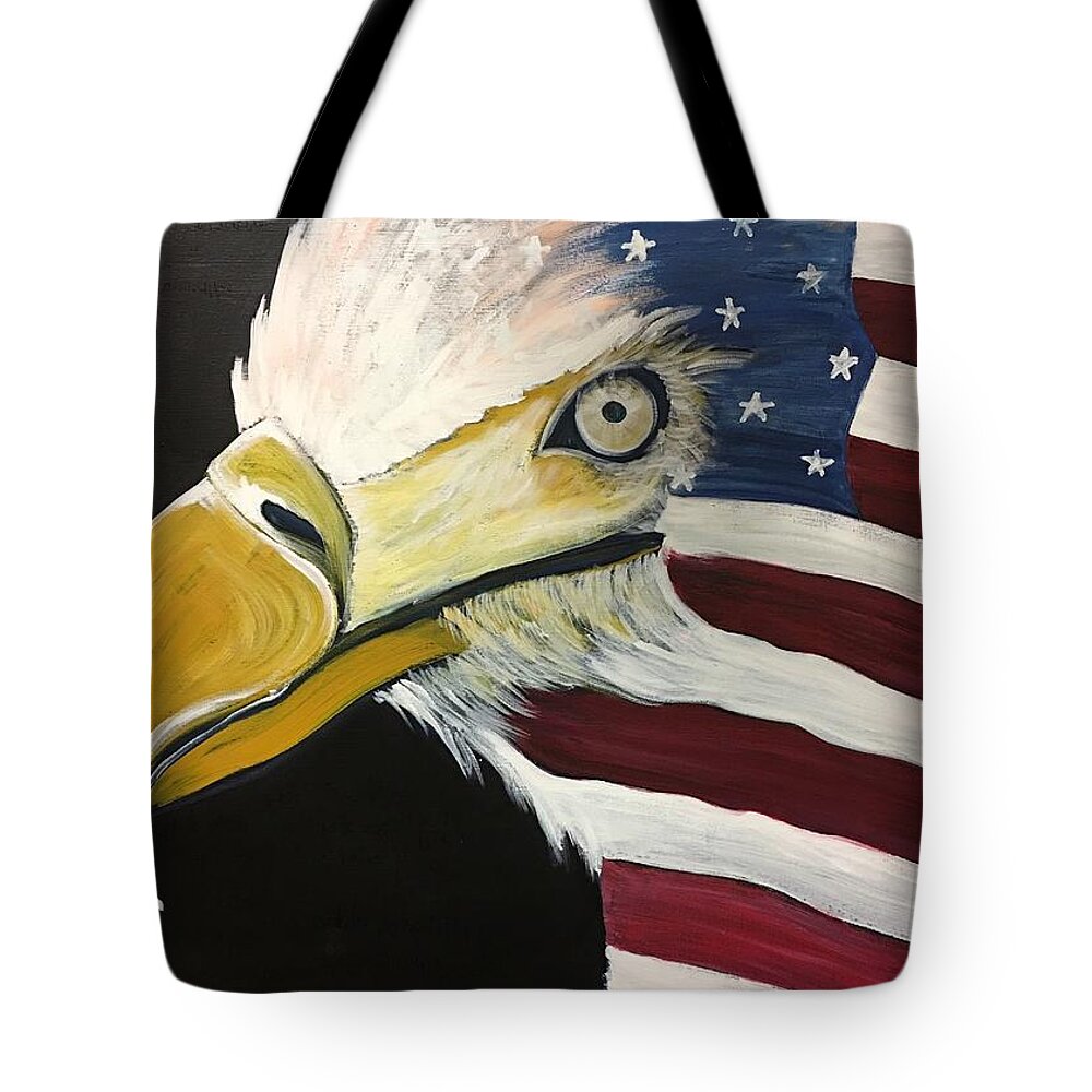Veteran Tote Bag featuring the painting Veteran's Day Eagle by Laurie Maves ART