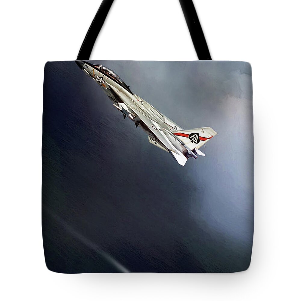 Aviation Tote Bag featuring the digital art VF-41 Black Aces by Peter Chilelli