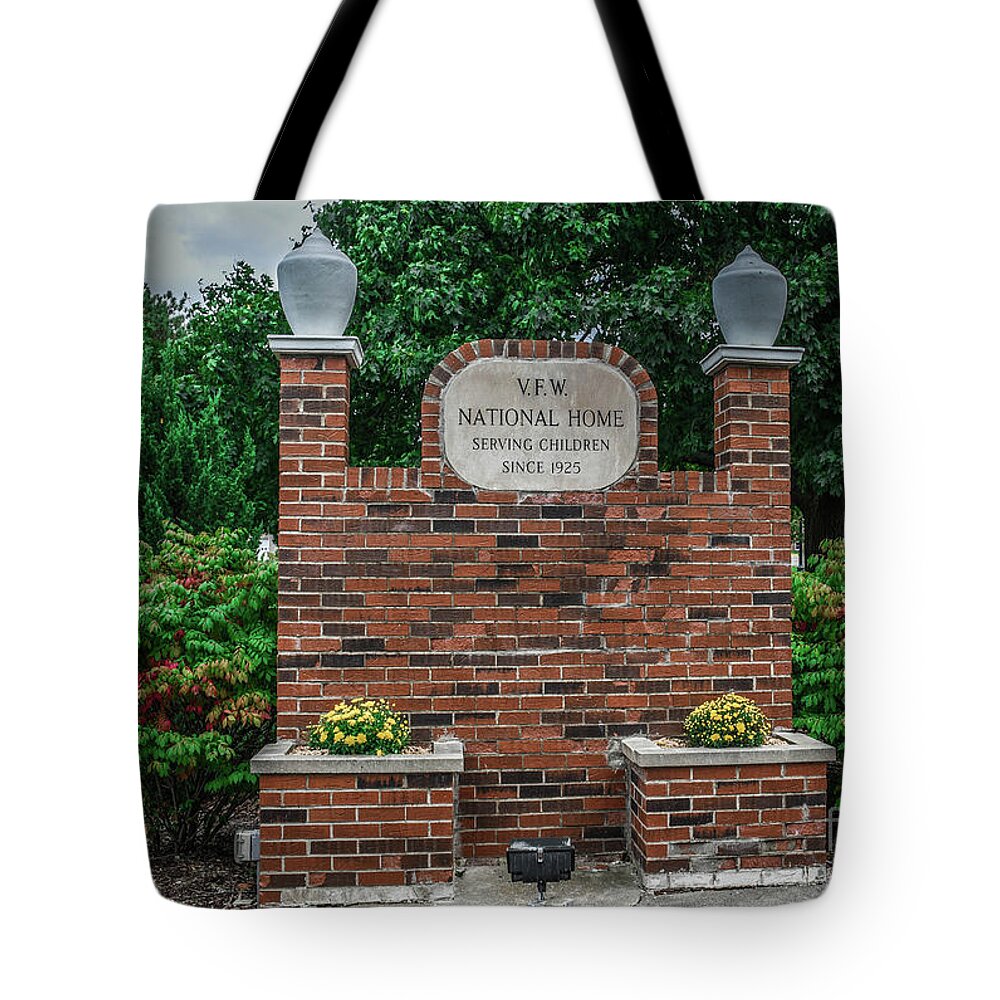 Vfw National Home Tote Bag featuring the photograph VFW National Home Sign by Grace Grogan