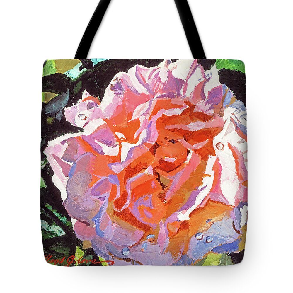 Roses Tote Bag featuring the painting Vibrant Pink Blossom by David Lloyd Glover