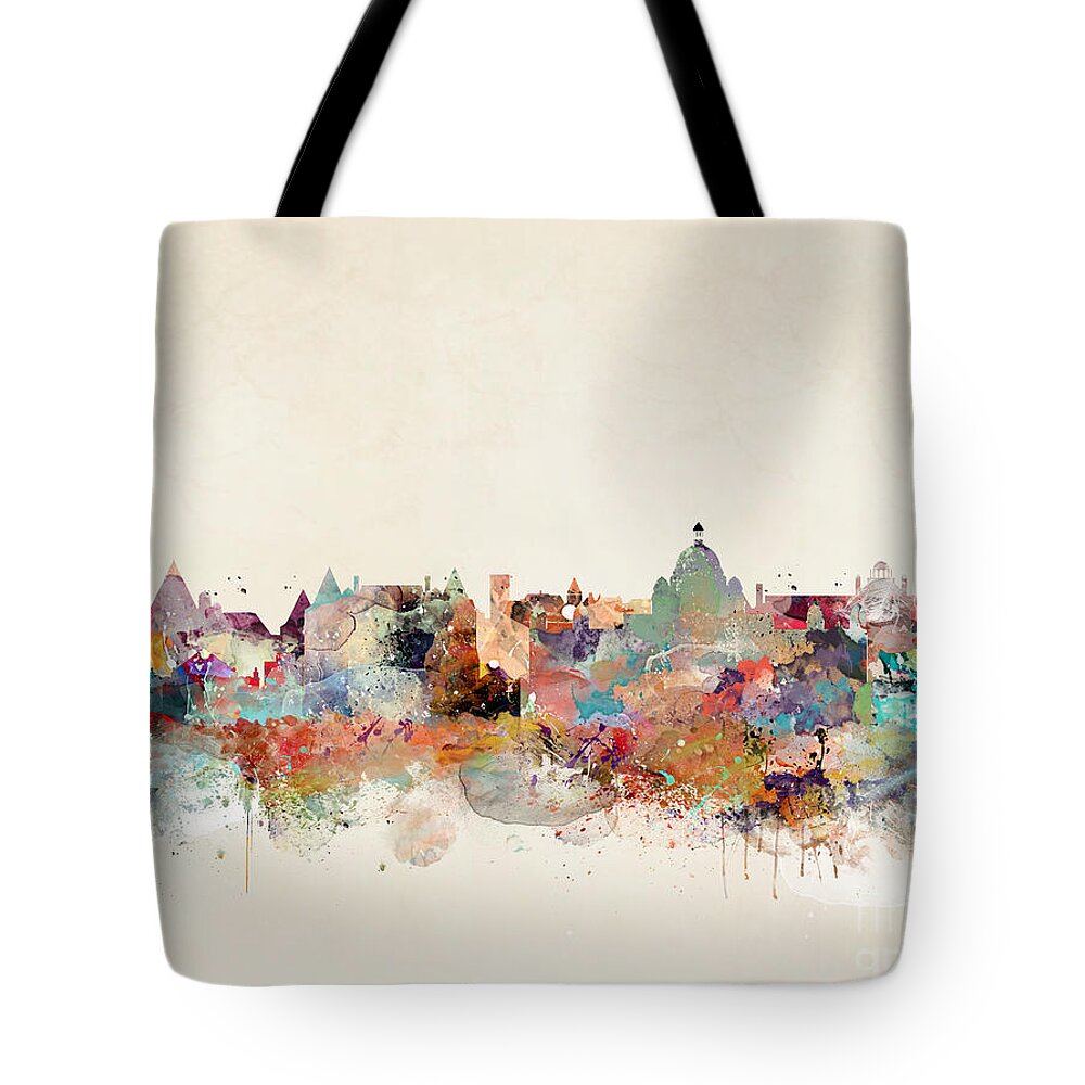 Victoria Canada Tote Bag featuring the painting Victoria Canada Skyline by Bri Buckley