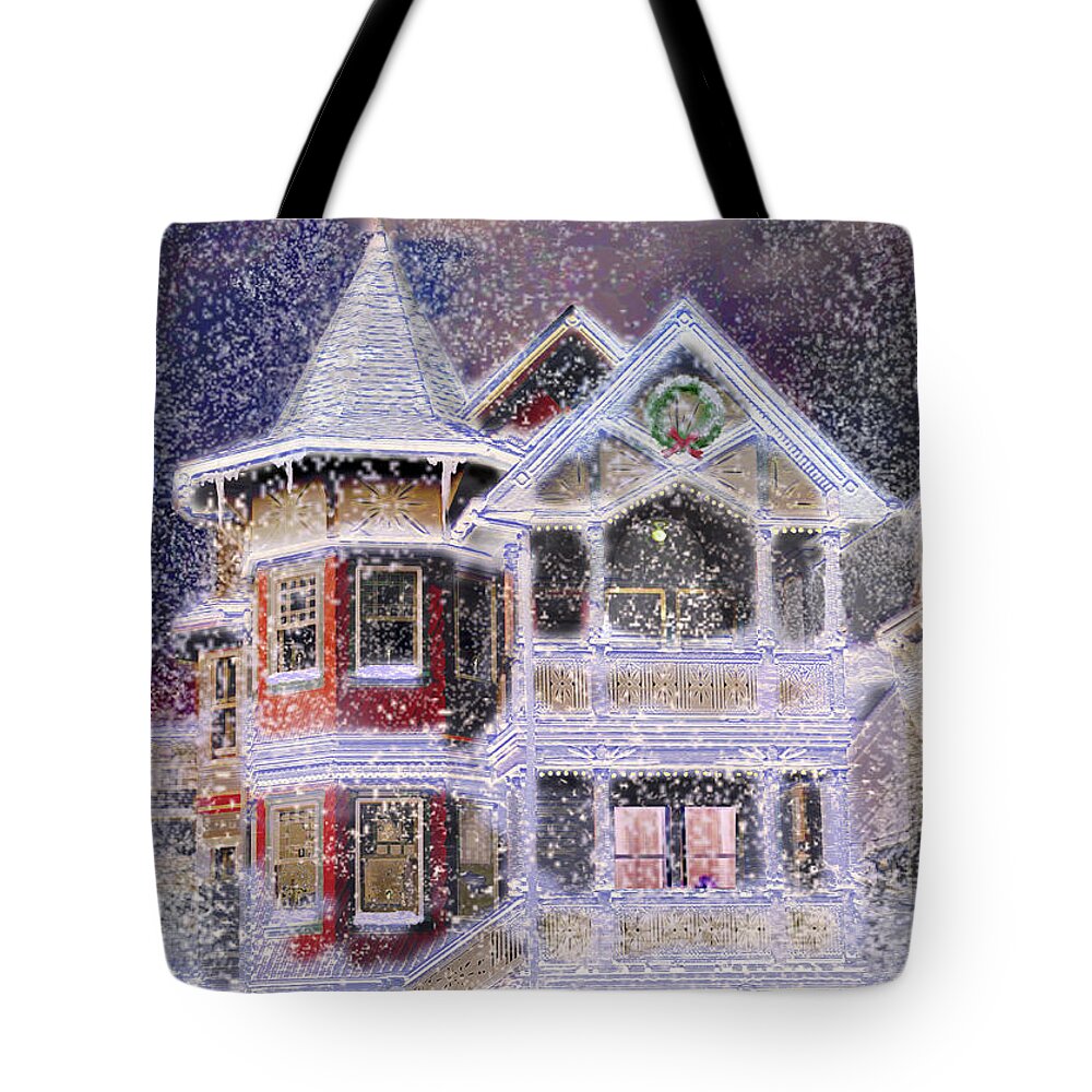 House Tote Bag featuring the digital art Victorian Christmas by Steve Karol