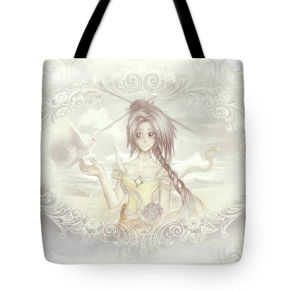 Altiana Tote Bag featuring the mixed media Victorian Princess Altiana by Shawn Dall