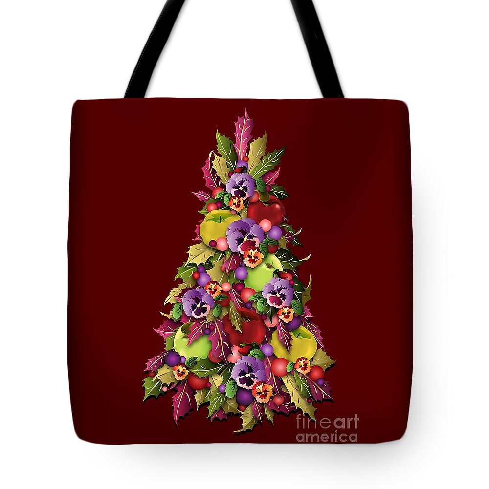 Christmas Tree Tote Bag featuring the digital art Victorian Style Holiday Tree by MM Anderson
