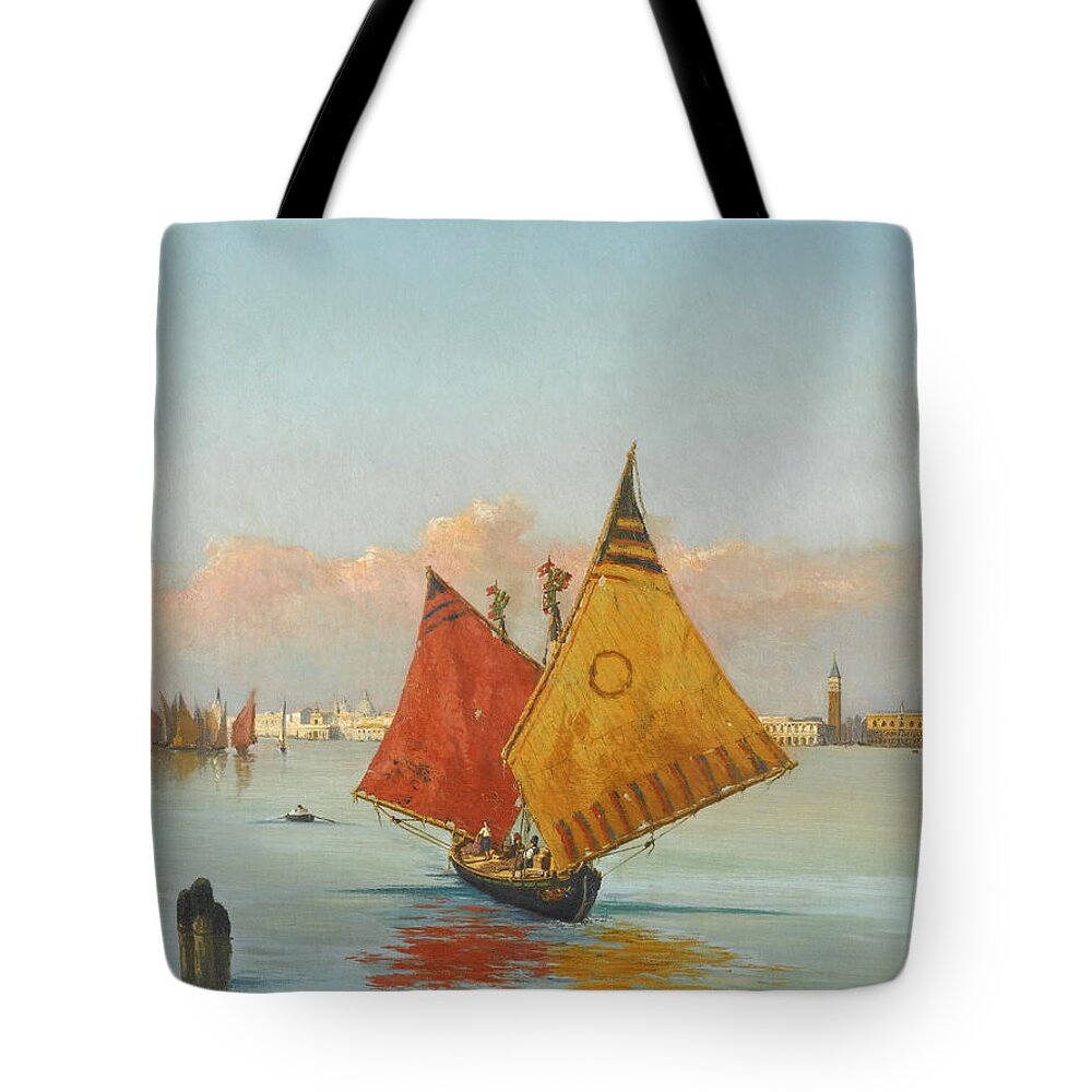 Achille Vertunni Tote Bag featuring the painting View Across the Lagoon. Venice by Achille Vertunni