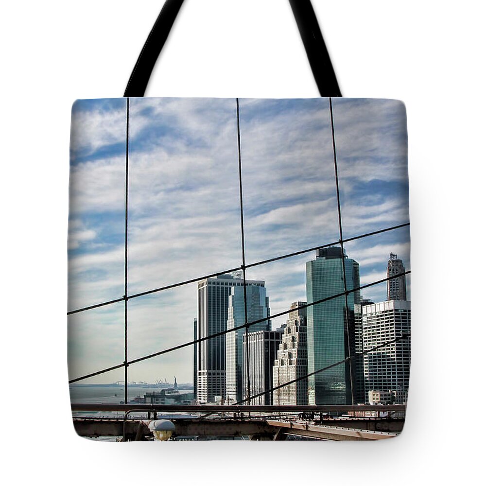 Nyc Tote Bag featuring the photograph View from Brooklyn Bridge NYC by Chuck Kuhn