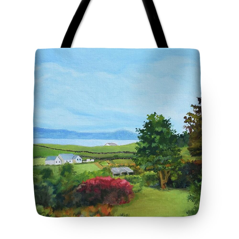 Carrigart Tote Bag featuring the painting View from Slate Row, Carrigart, Donegal, Ireland by Jeannie Allerton
