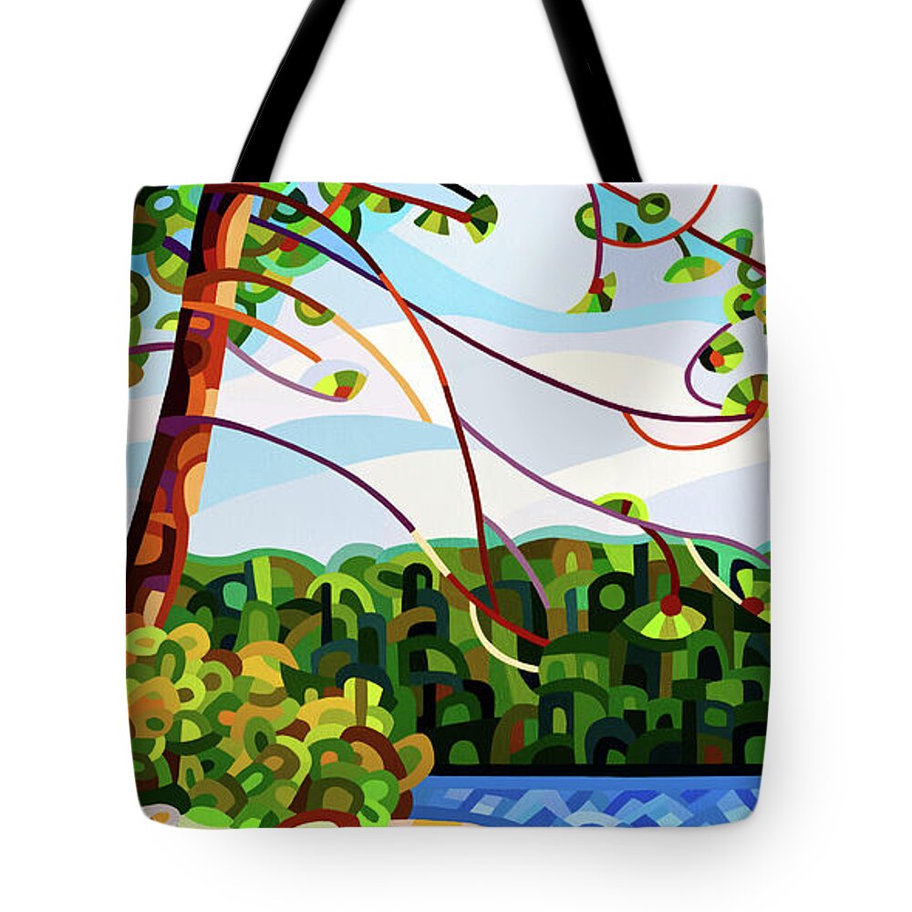  Tote Bag featuring the painting View From Mazengah - crop by Mandy Budan