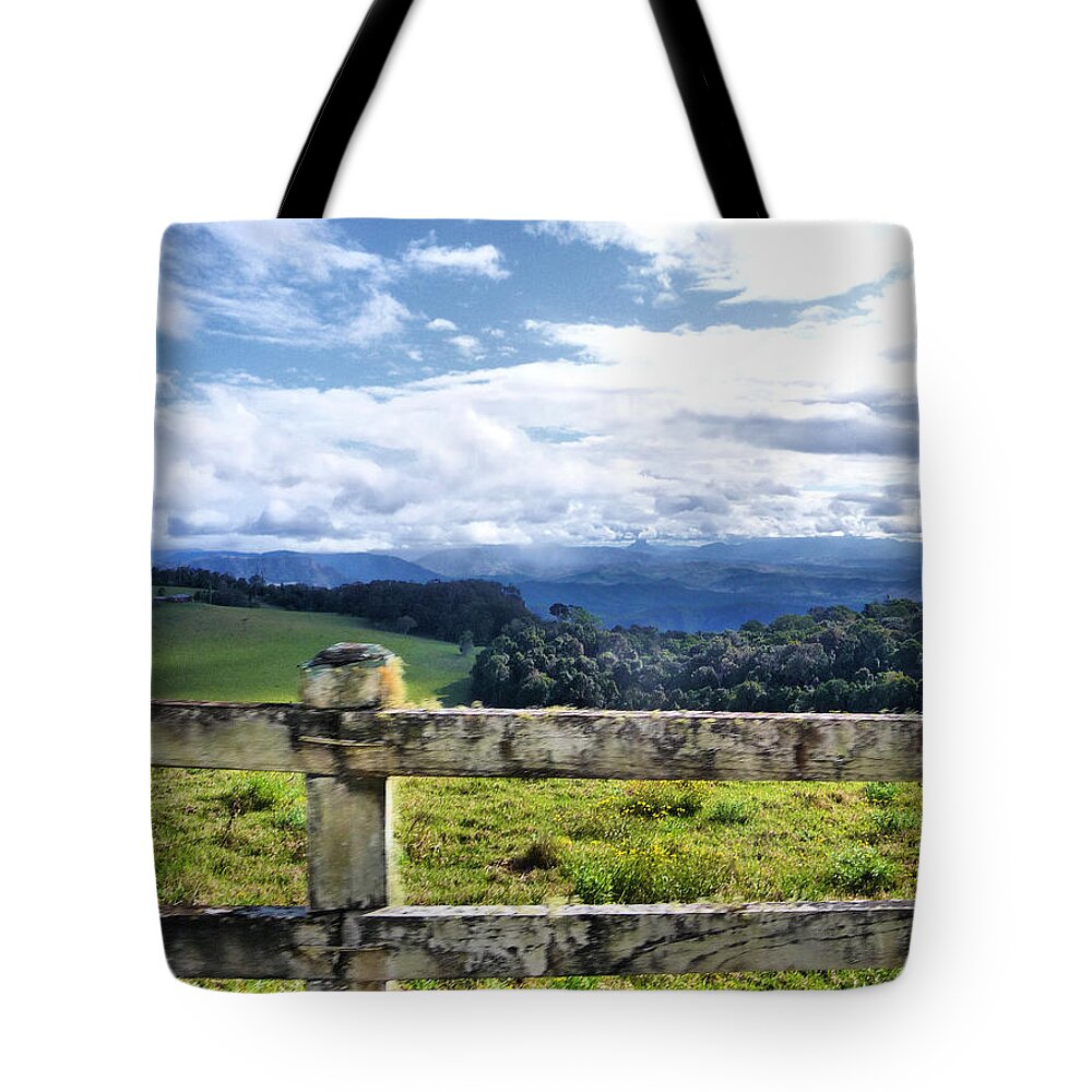 Views Tote Bag featuring the photograph View From The Fence by Michael Blaine