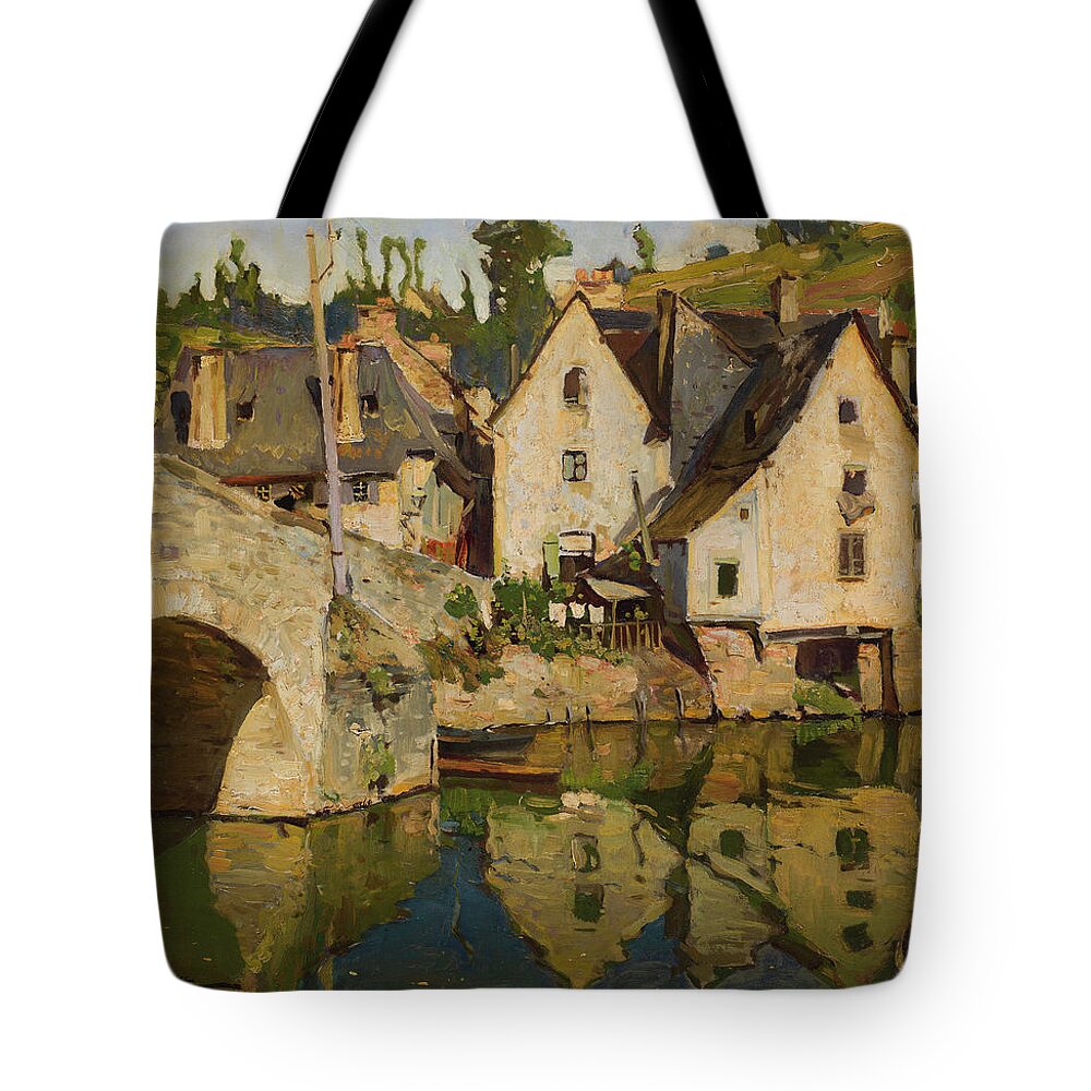 Westchilov Tote Bag featuring the painting View of Dinan by MotionAge Designs