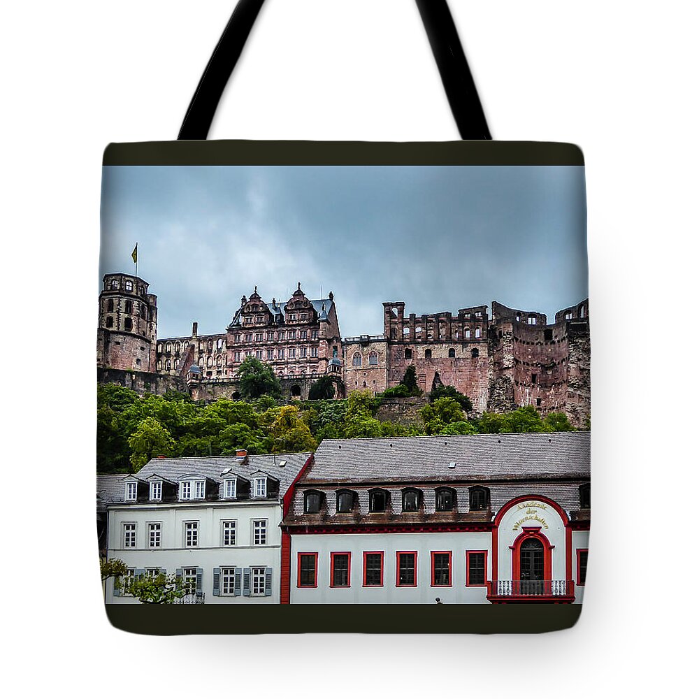 Heidelberg Tote Bag featuring the photograph View of Heidelberg Castle by Pamela Newcomb
