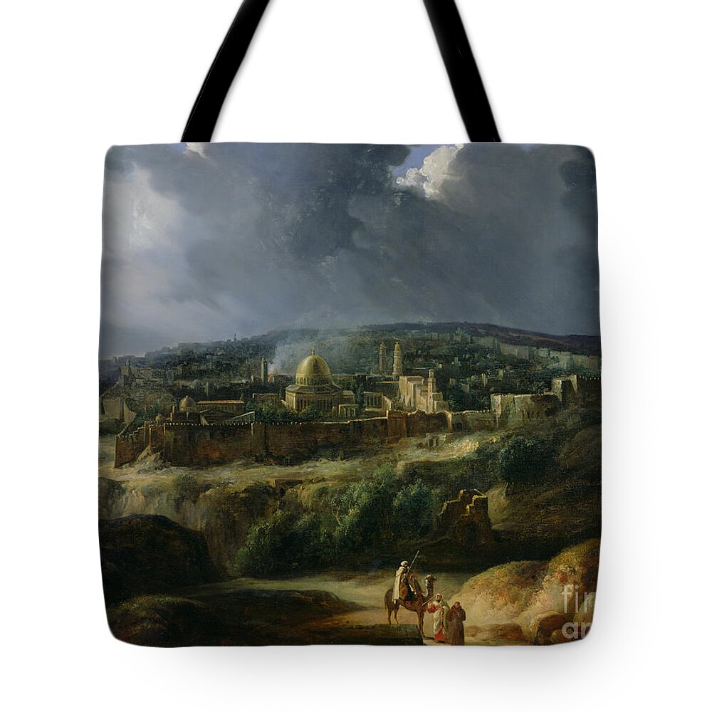Jerusalem Tote Bag featuring the painting View of Jerusalem from the Valley of Jehoshaphat by Auguste Forbin