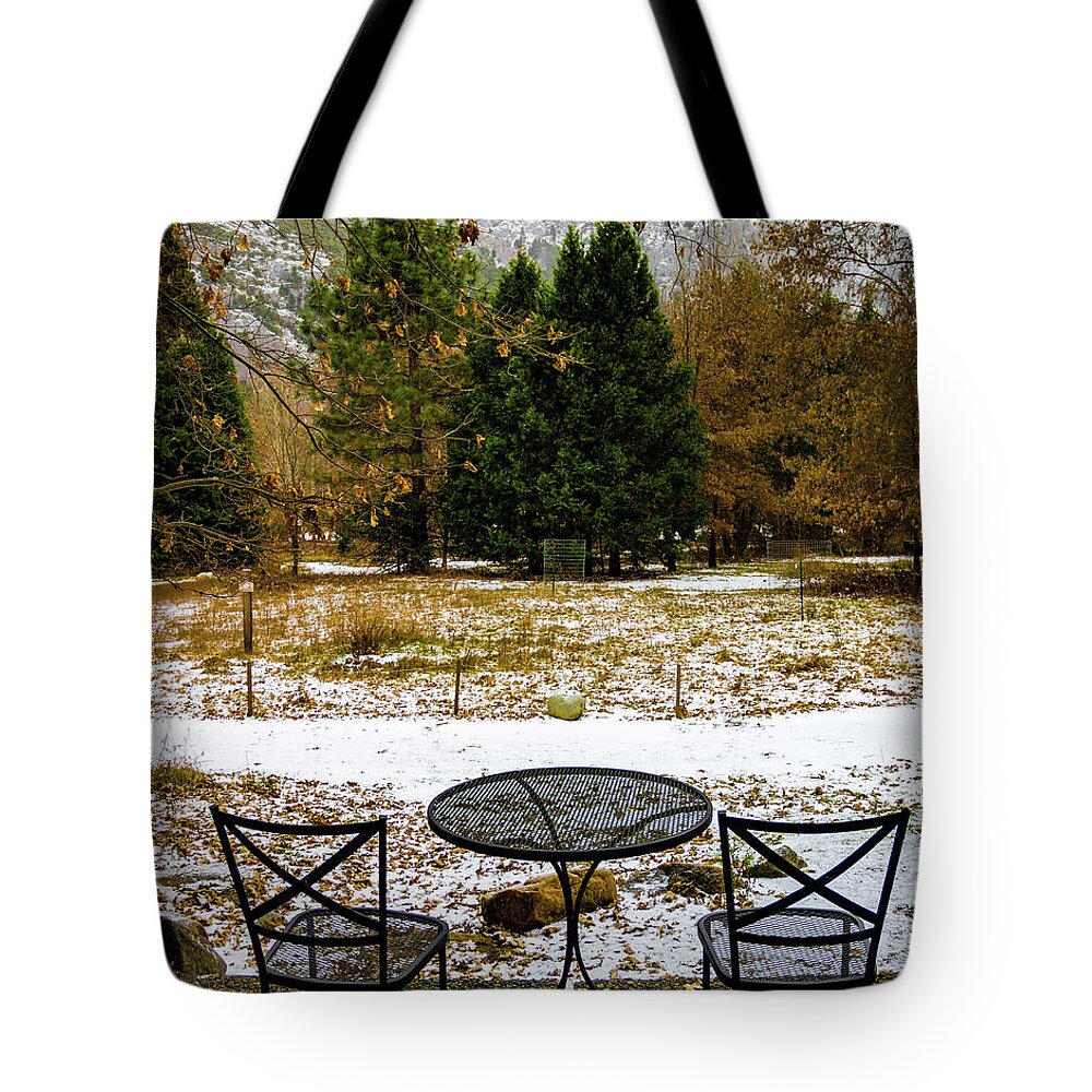 California Tote Bag featuring the photograph View of trees and mountain at Yosemite by Roslyn Wilkins