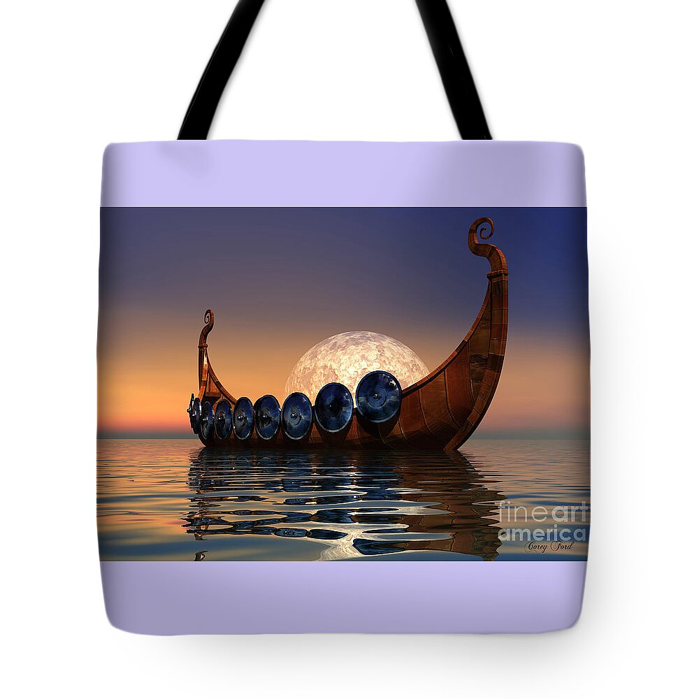 Viking Tote Bag featuring the painting Viking Boat by Corey Ford
