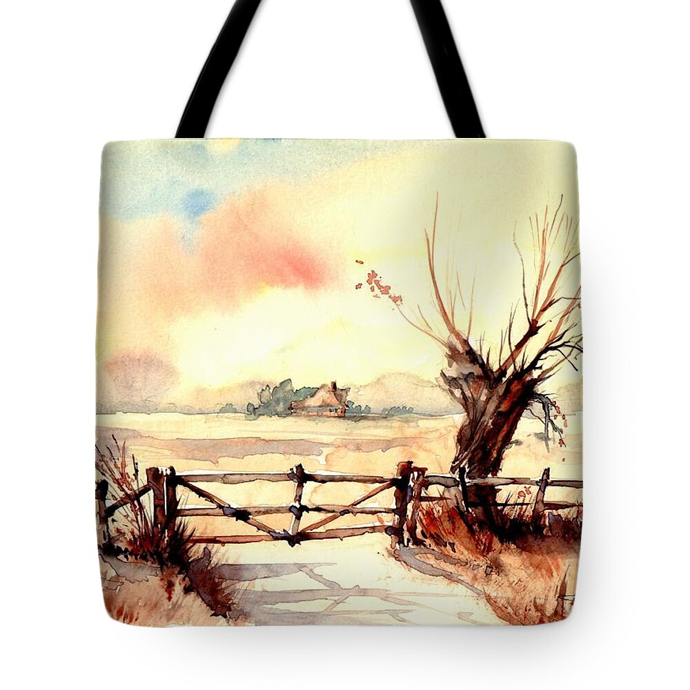 Village Tote Bag featuring the painting Village Scene III by Suzann Sines