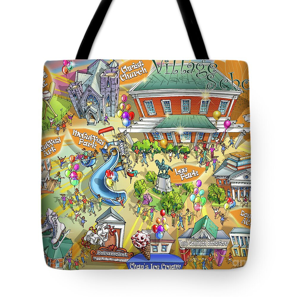 Village School Tote Bag featuring the painting Village School by Maria Rabinky