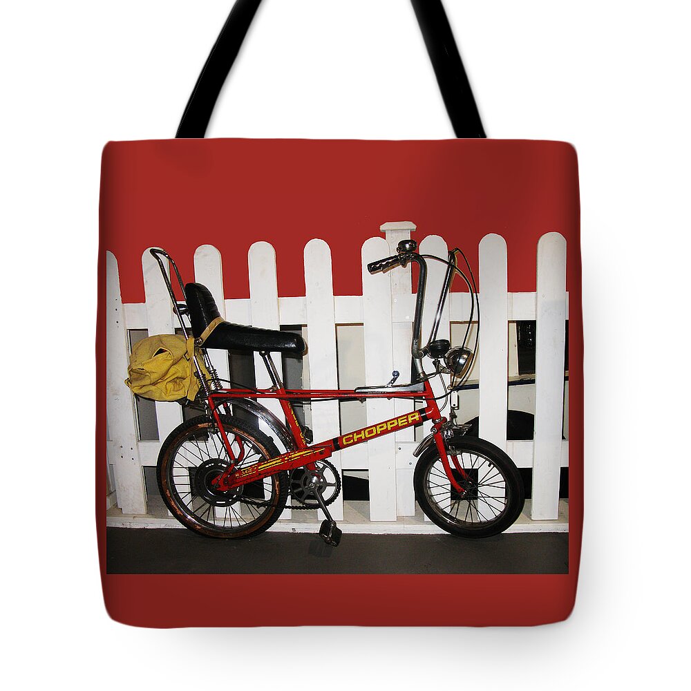 Bike Tote Bag featuring the photograph Vintage 1970s Bike With Rucksack by Tom Conway