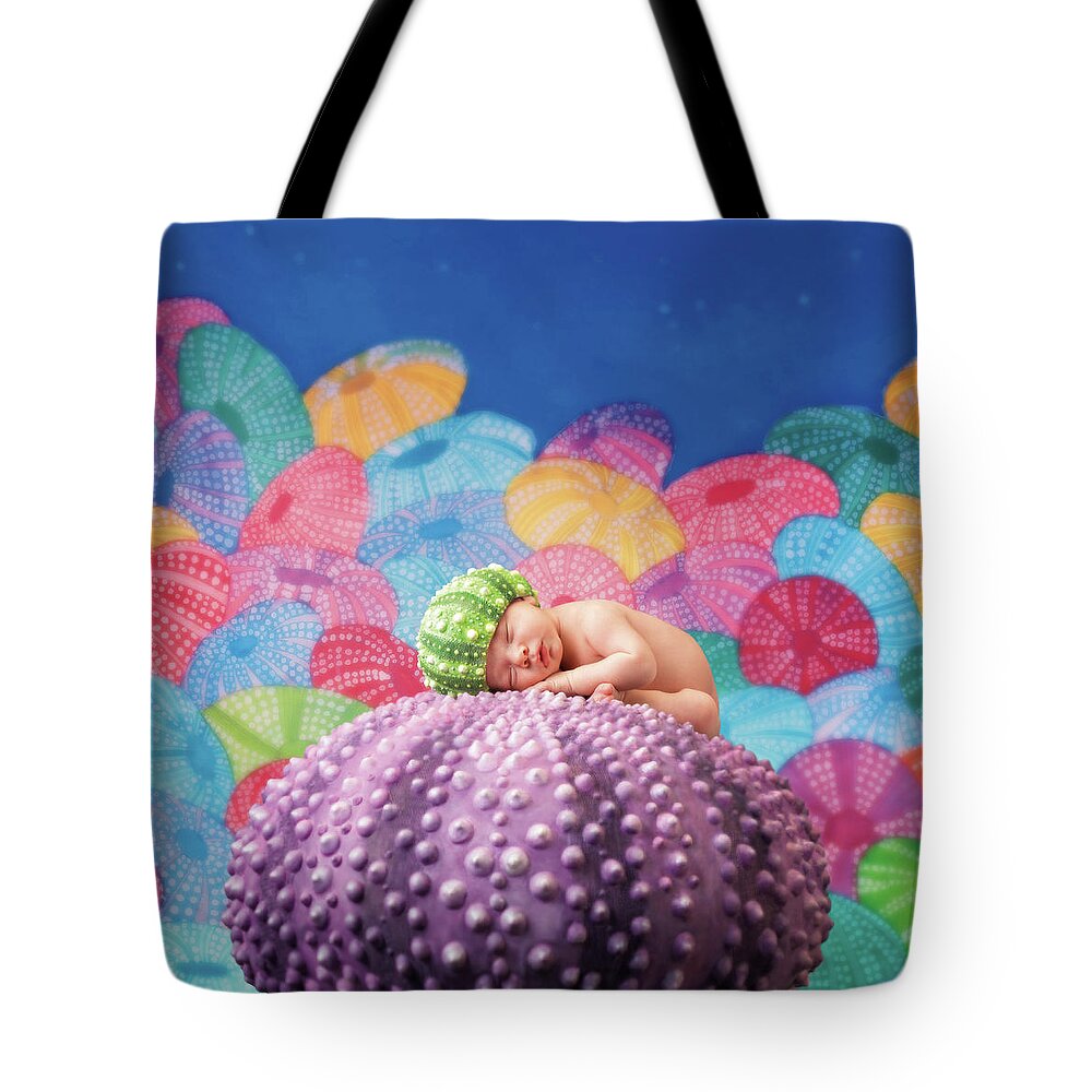 Under The Sea Tote Bag featuring the photograph Vince as a Sea Urchin by Anne Geddes