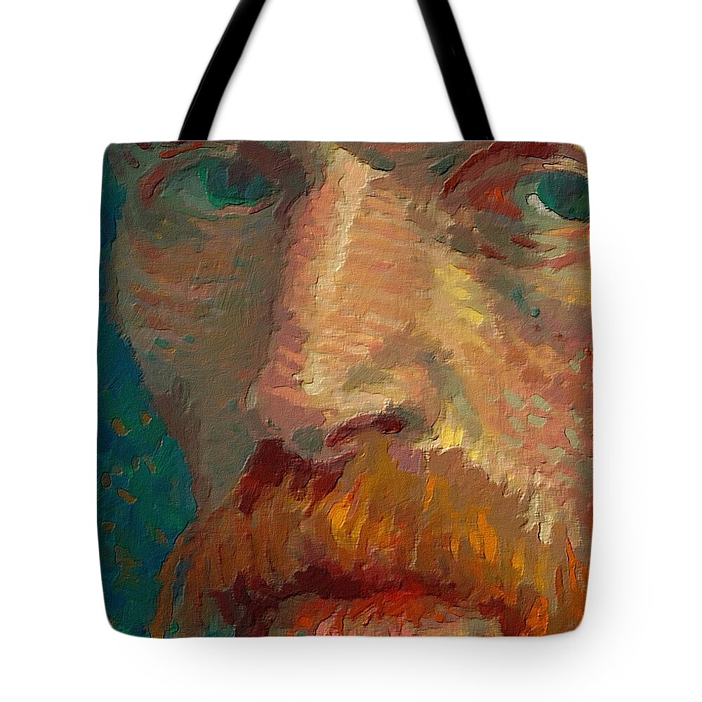 Vincent Van Gogh Tote Bag featuring the painting Vincent van Gogh Extreme Close Up of Self Portrait by Tony Rubino