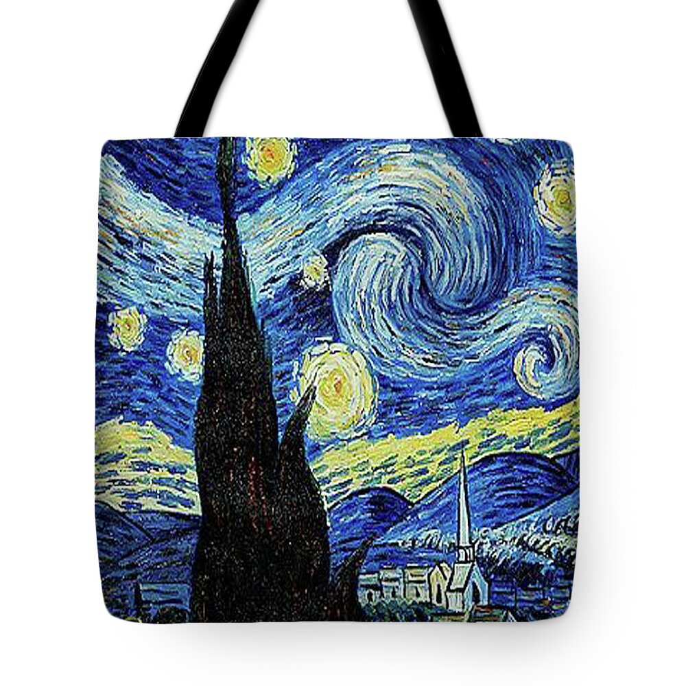 Vincent van Gogh Starry Night Painting Tote Bag by Tony Rubino
