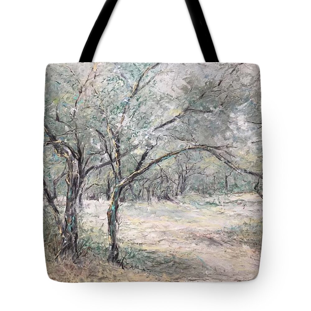  Tote Bag featuring the painting Vincents Olive Trees 2 by Robin Miller-Bookhout