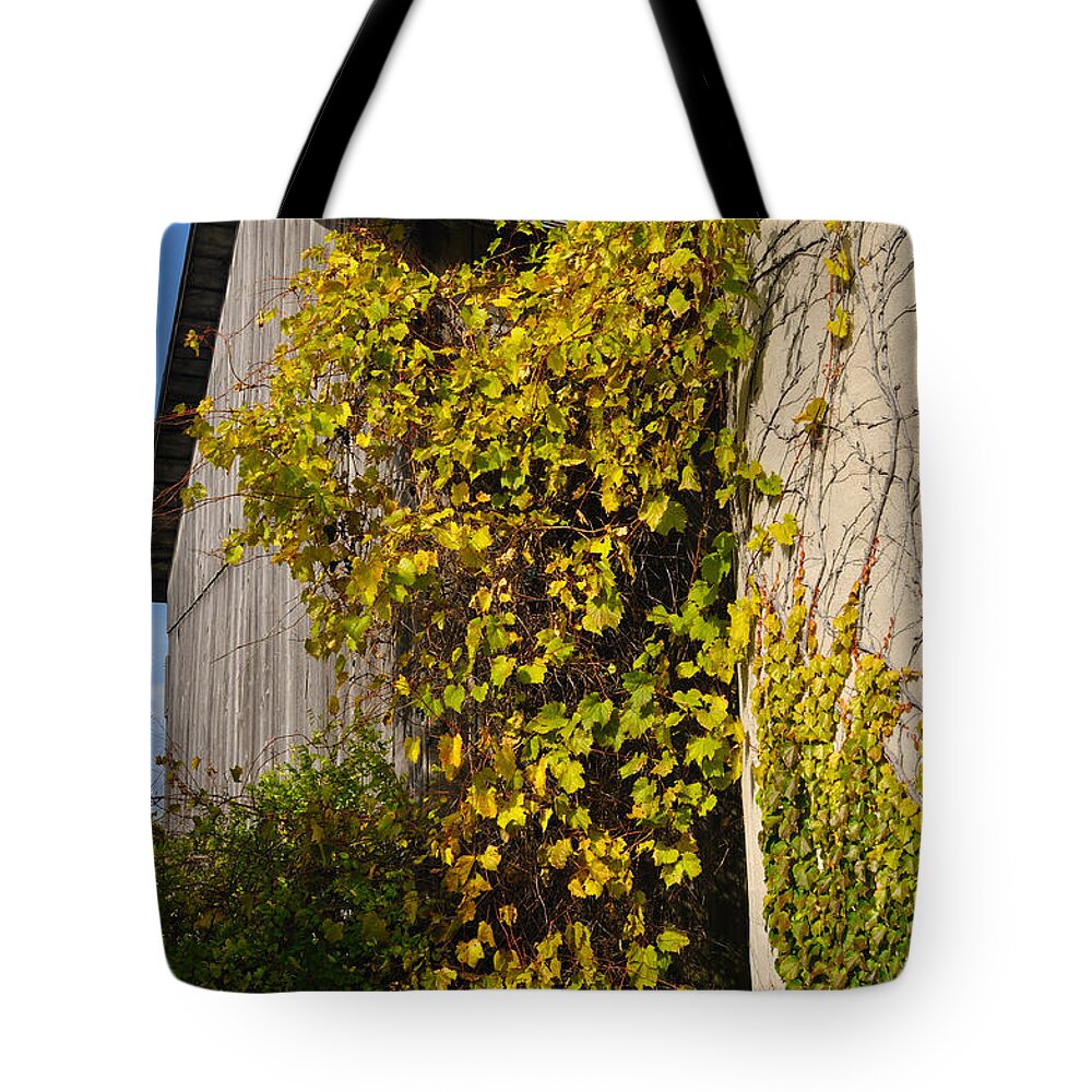 Silo Tote Bag featuring the photograph Vined Silo by Tim Nyberg
