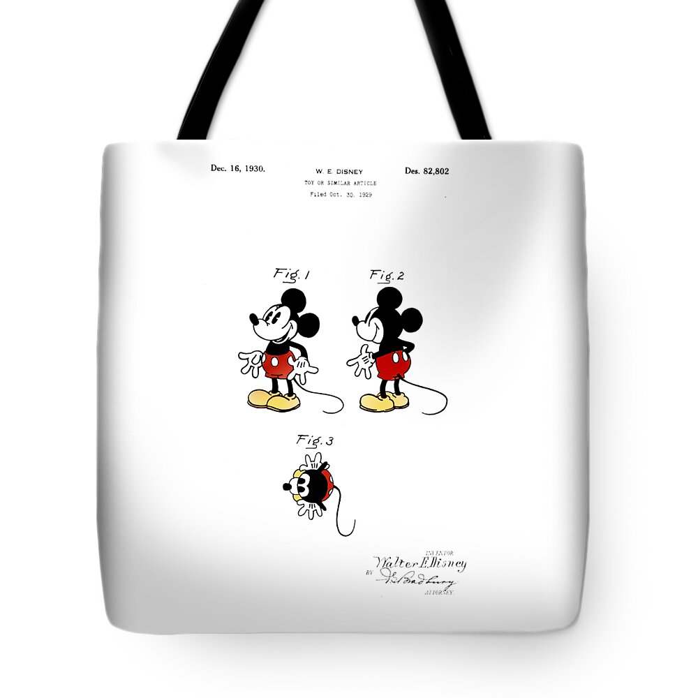 Vintage 1930 Mickey Mouse Patent Tote Bag by Bill Cannon - Fine