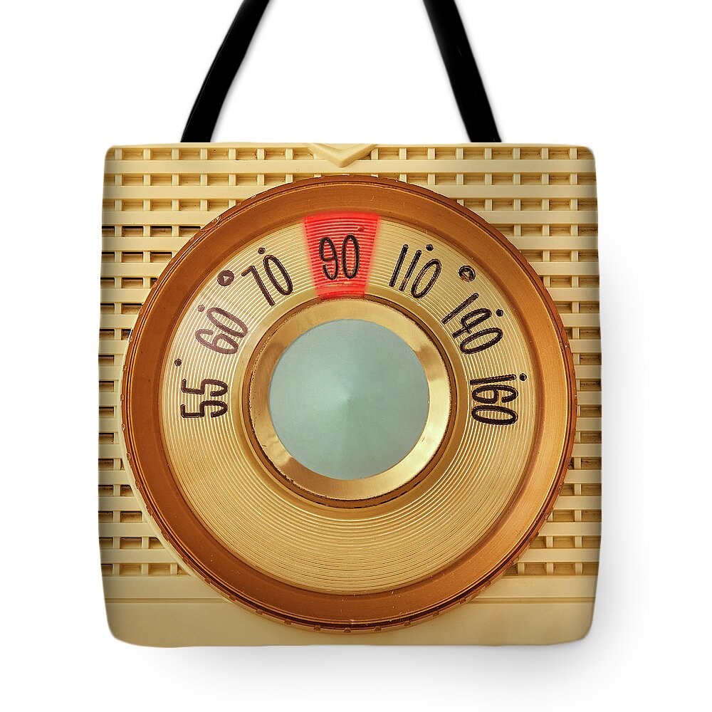 Radio Dial Tote Bag featuring the photograph Vintage AM Radio Dial by Jim Hughes