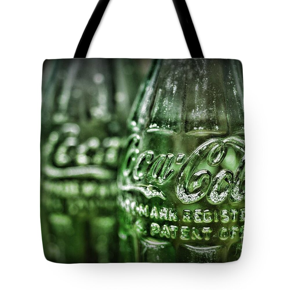 Coke Tote Bag featuring the photograph Vintage Coke Bottle Close Up by Paul Ward