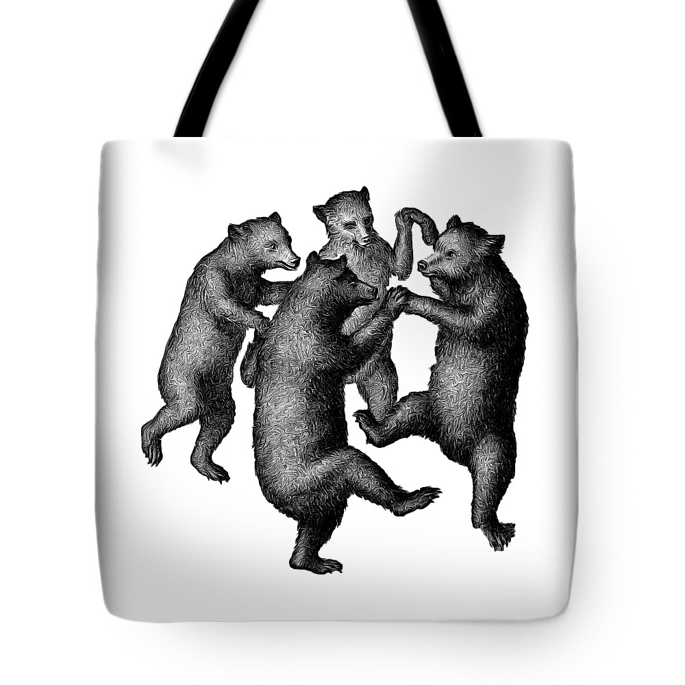 More From Edward Fielding Tote Bag featuring the drawing Vintage Dancing Bears by Edward Fielding
