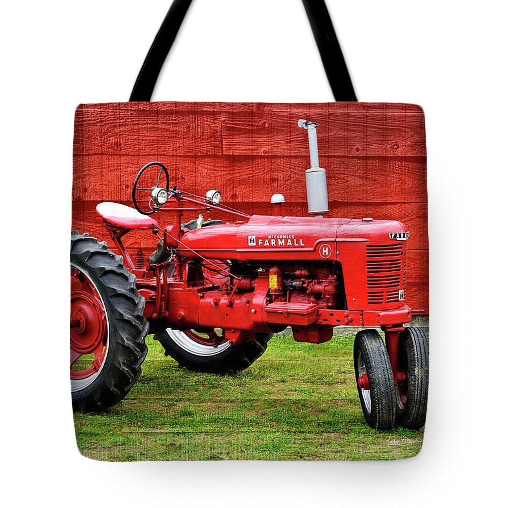 Tractor Tote Bag featuring the photograph Vintage Farmall Tractor with Barnwood by Luke Moore
