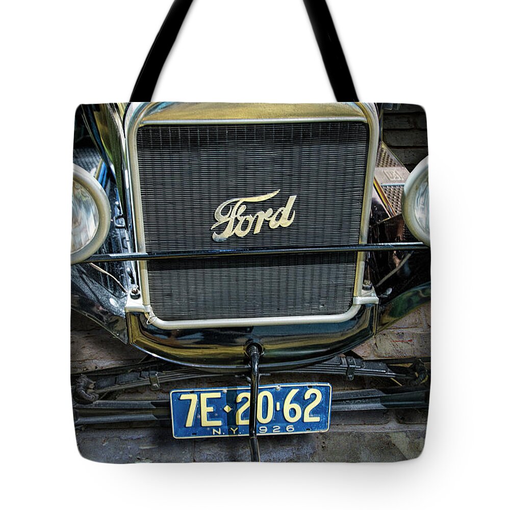 Car Tote Bag featuring the photograph Vintage Ford Model T Automobile Front End by Randall Nyhof