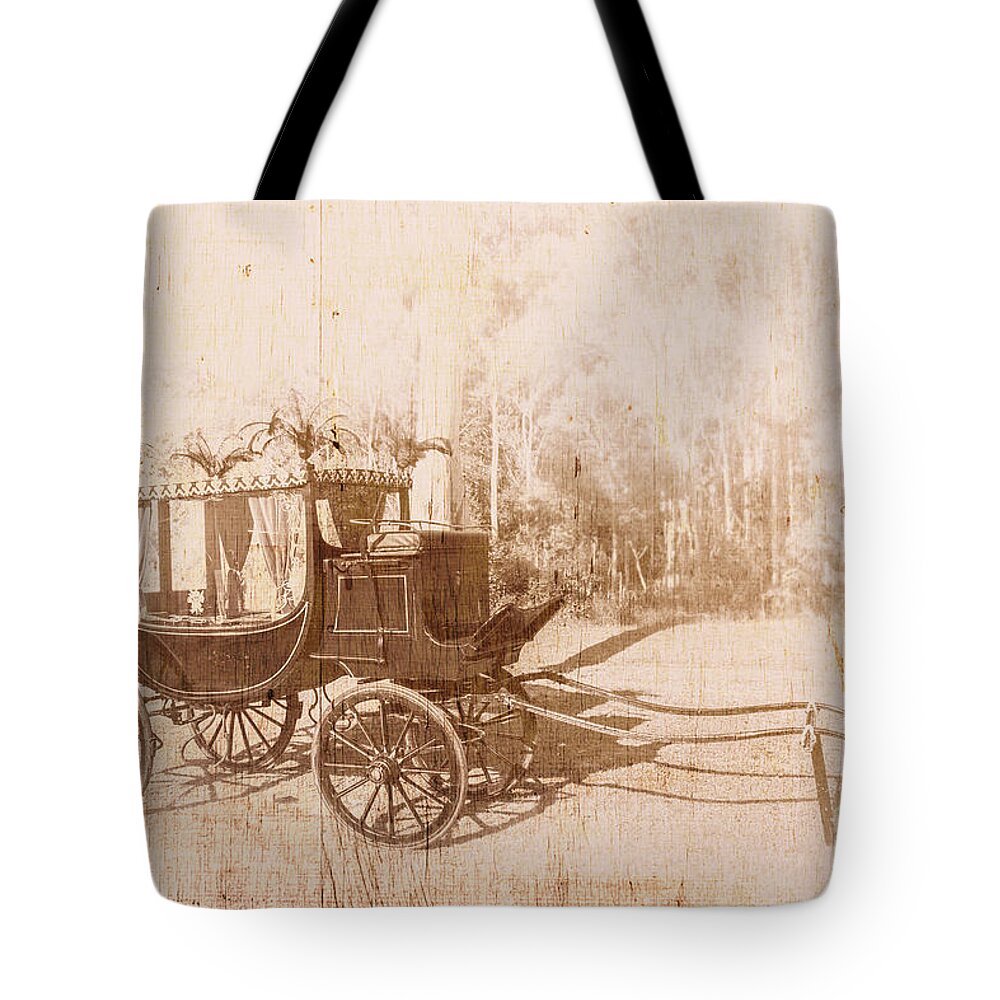 Funeral Tote Bag featuring the photograph Vintage funeral hearse by Jorgo Photography
