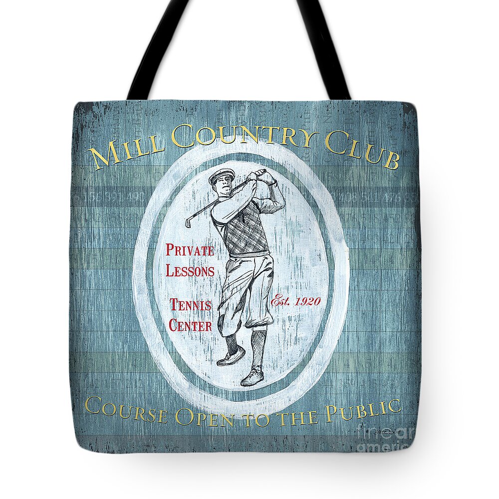 Golf Tote Bag featuring the painting Vintage Golf Blue 2 by Debbie DeWitt