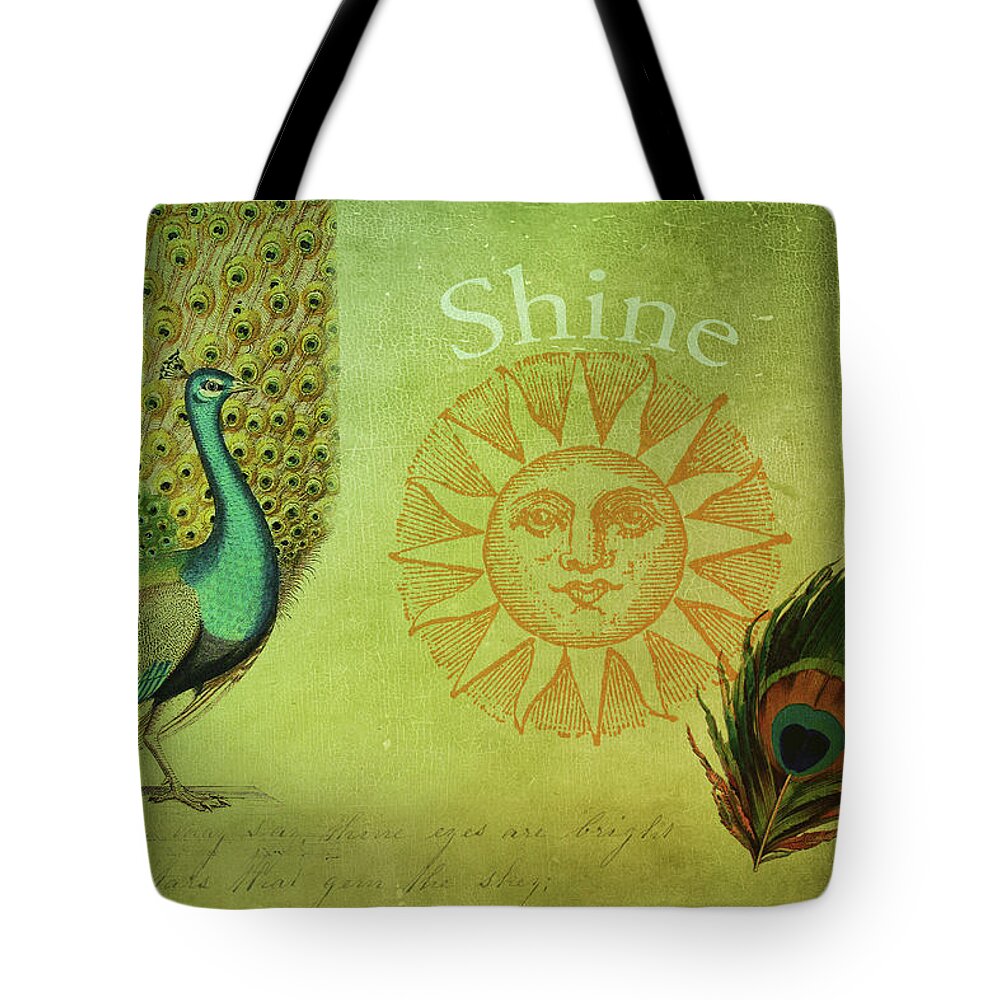 Vintage Tote Bag featuring the digital art Vintage Peacock Art by Peggy Collins