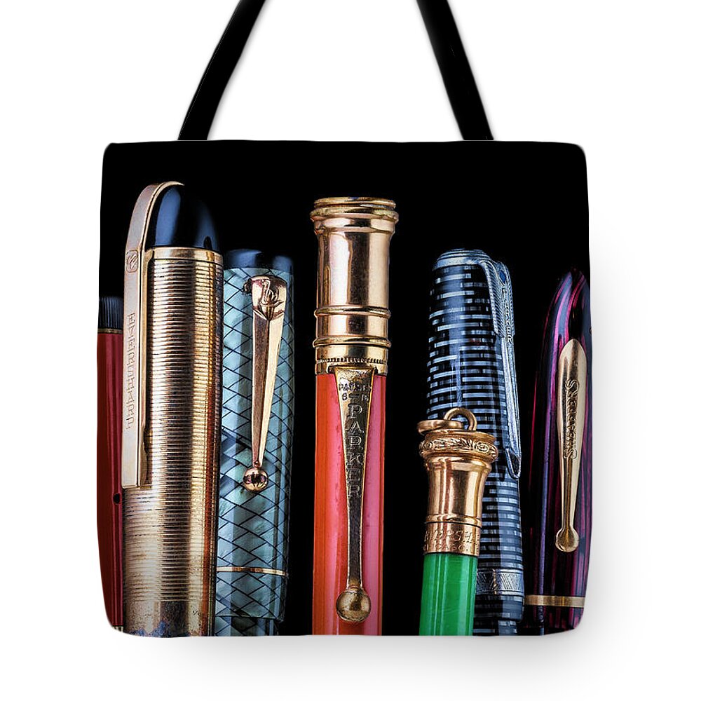 Antique Tote Bag featuring the photograph Vintage Pen Collection by Tom Mc Nemar