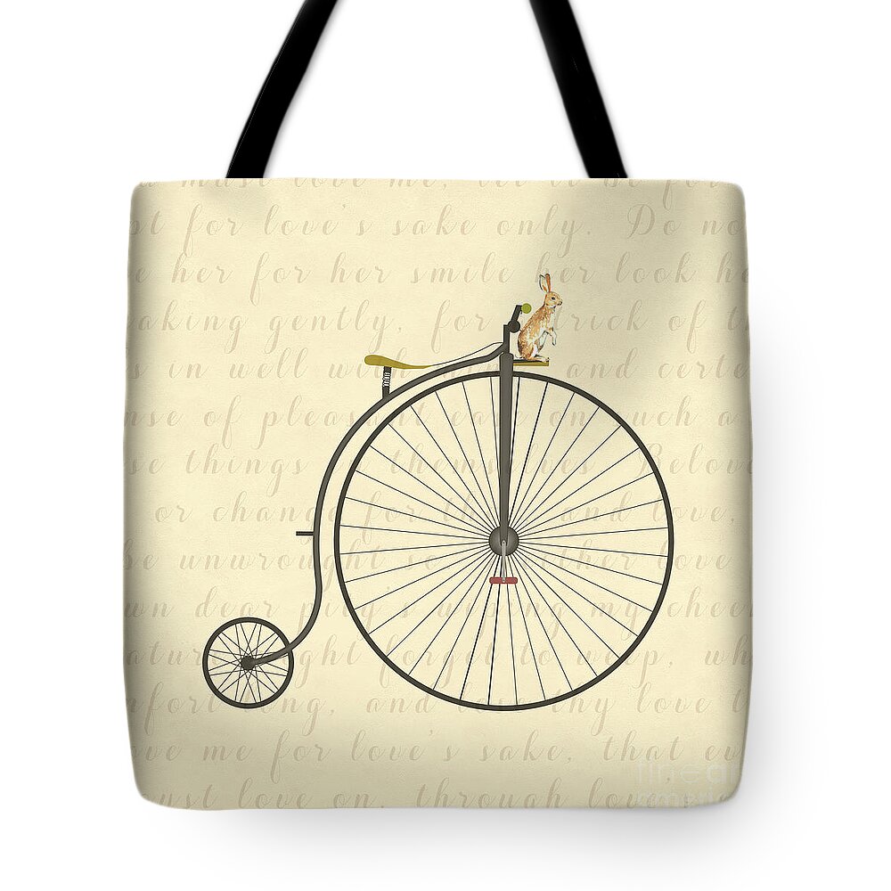 Vintage Tote Bag featuring the digital art Vintage Penny Farthing Bunny by Leah McPhail