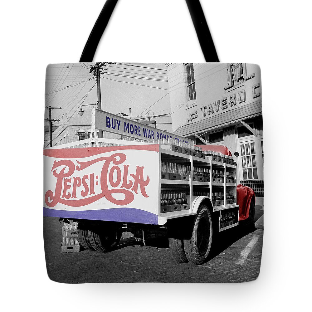Pepsi Tote Bag featuring the photograph Vintage Pepsi Truck by Andrew Fare