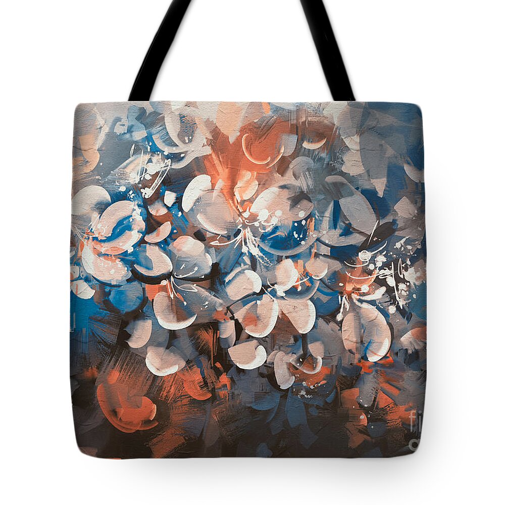 Abstract Tote Bag featuring the painting Vintage Petal by Tithi Luadthong