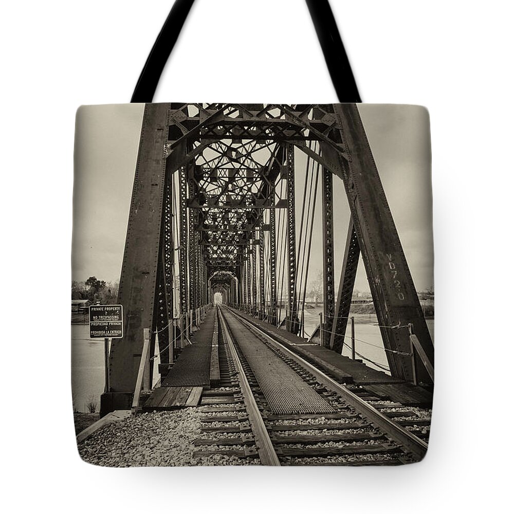 Railroad Tote Bag featuring the photograph Vintage Railroad Bridge by Jurgen Lorenzen