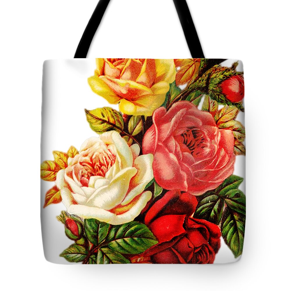 Retro Rose Tote Bag featuring the digital art Vintage Rose I by Kim Kent