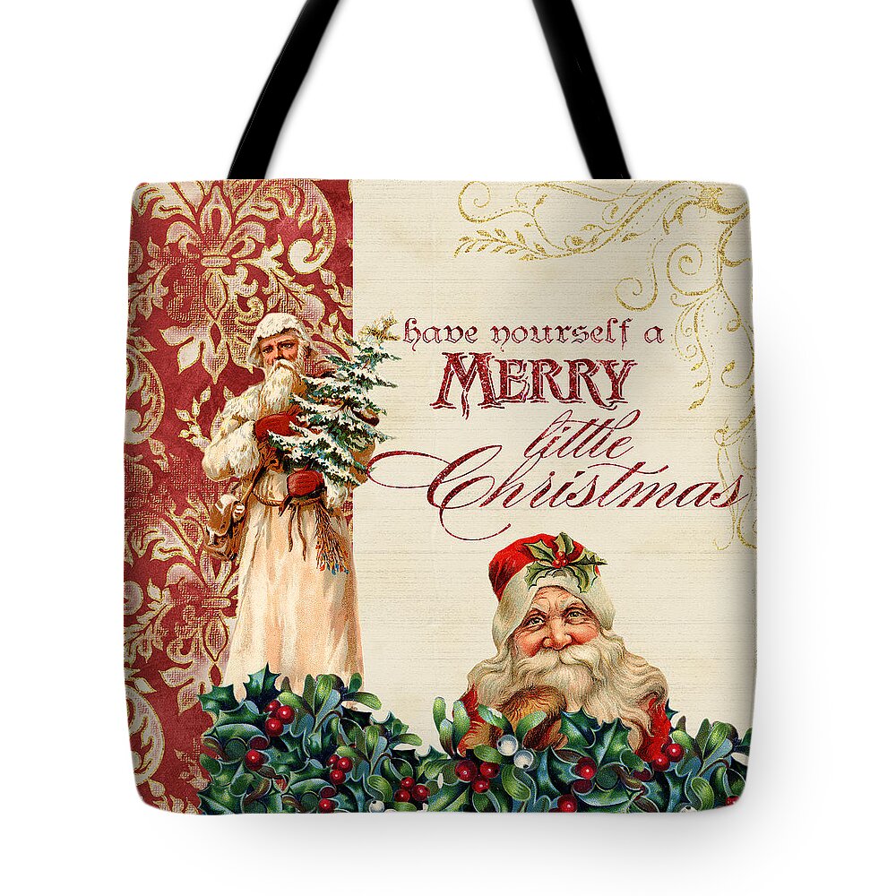 Vintage Tote Bag featuring the painting Vintage Santa Claus - Glittering Christmas by Audrey Jeanne Roberts