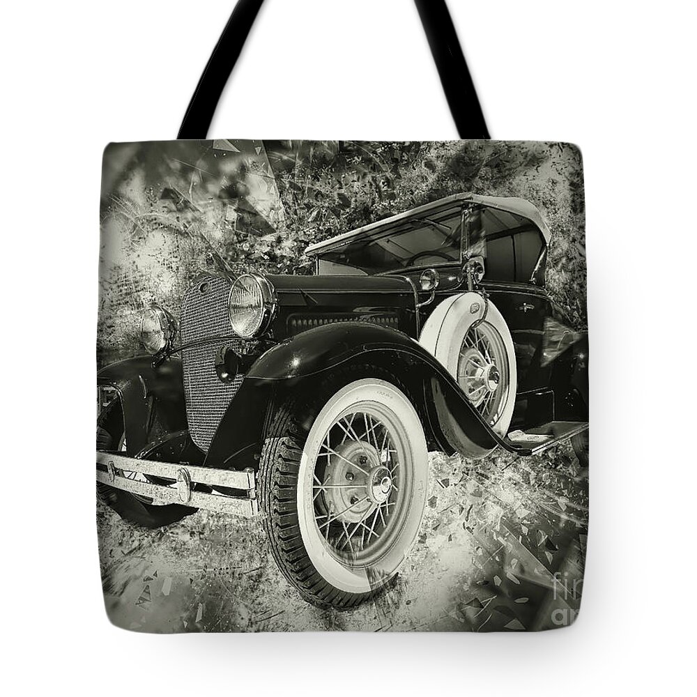 Sevenstyles Tote Bag featuring the photograph Vintage Shebang BW by Jack Torcello