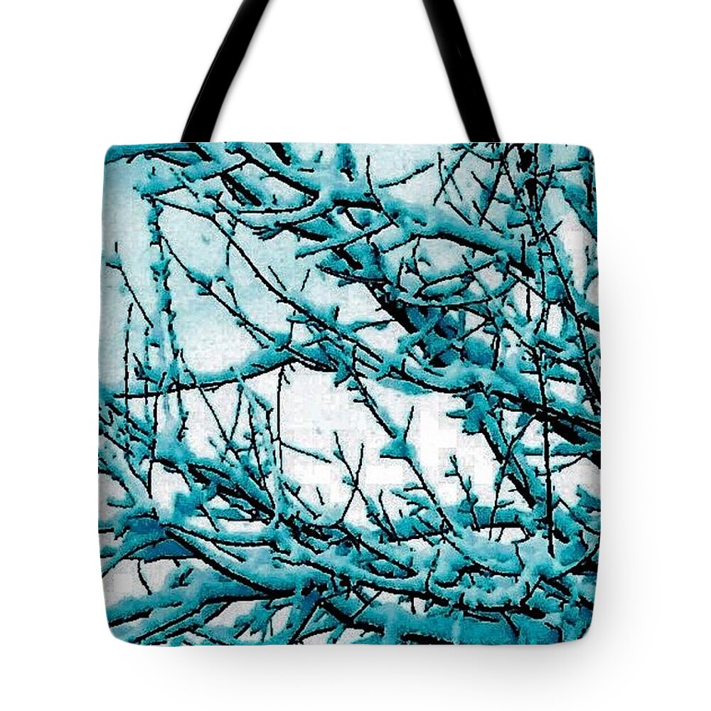 Branch Tote Bag featuring the photograph Vintage Snow Bows by Jennifer Lake