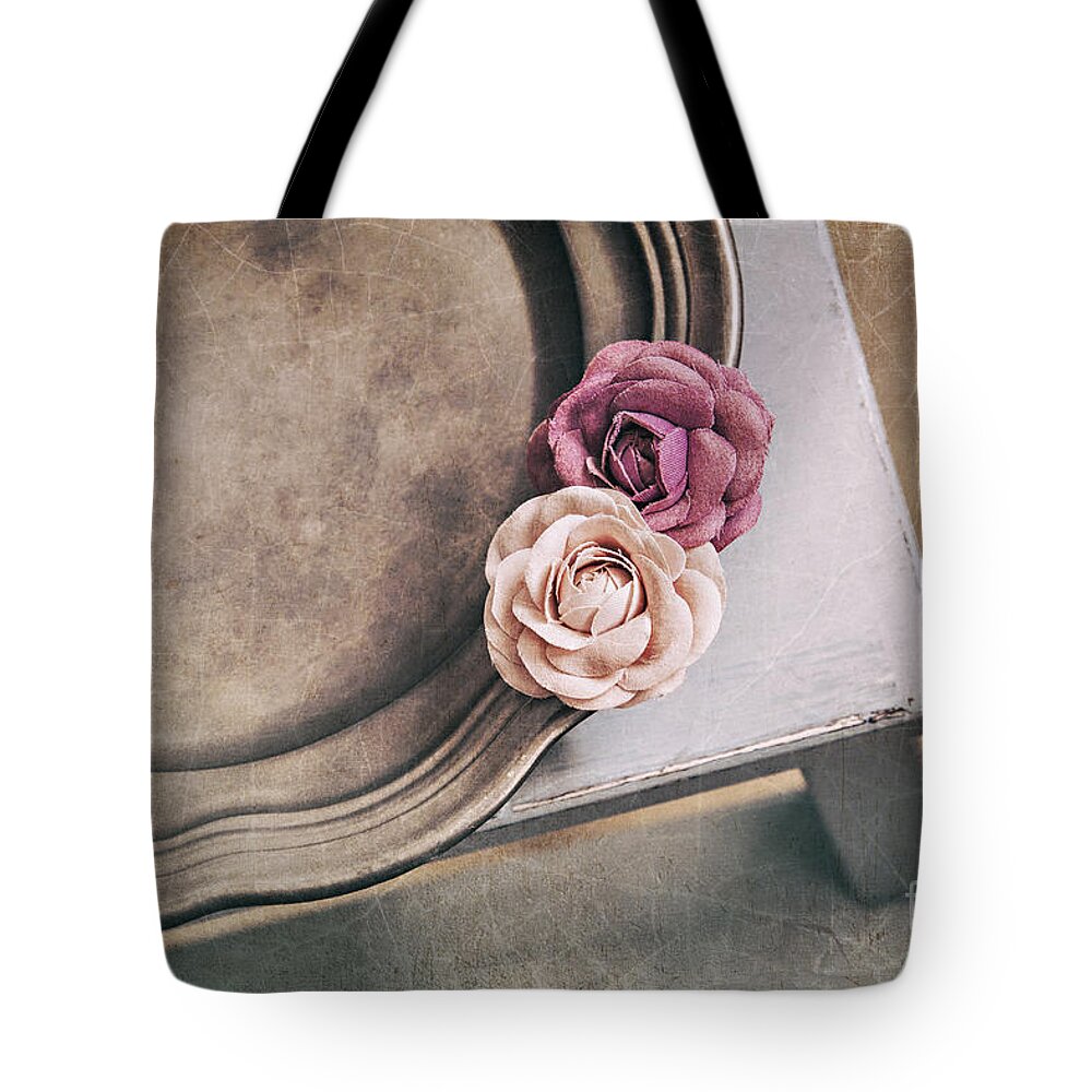 Paper Tote Bag featuring the photograph Vintage styled platter still life by Sophie McAulay