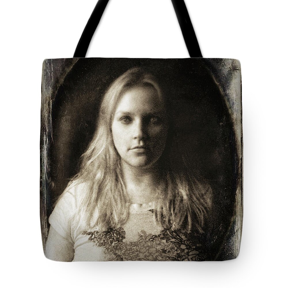 Vintage Tote Bag featuring the photograph Vintage Tintype IR Self-Portrait by Amber Flowers
