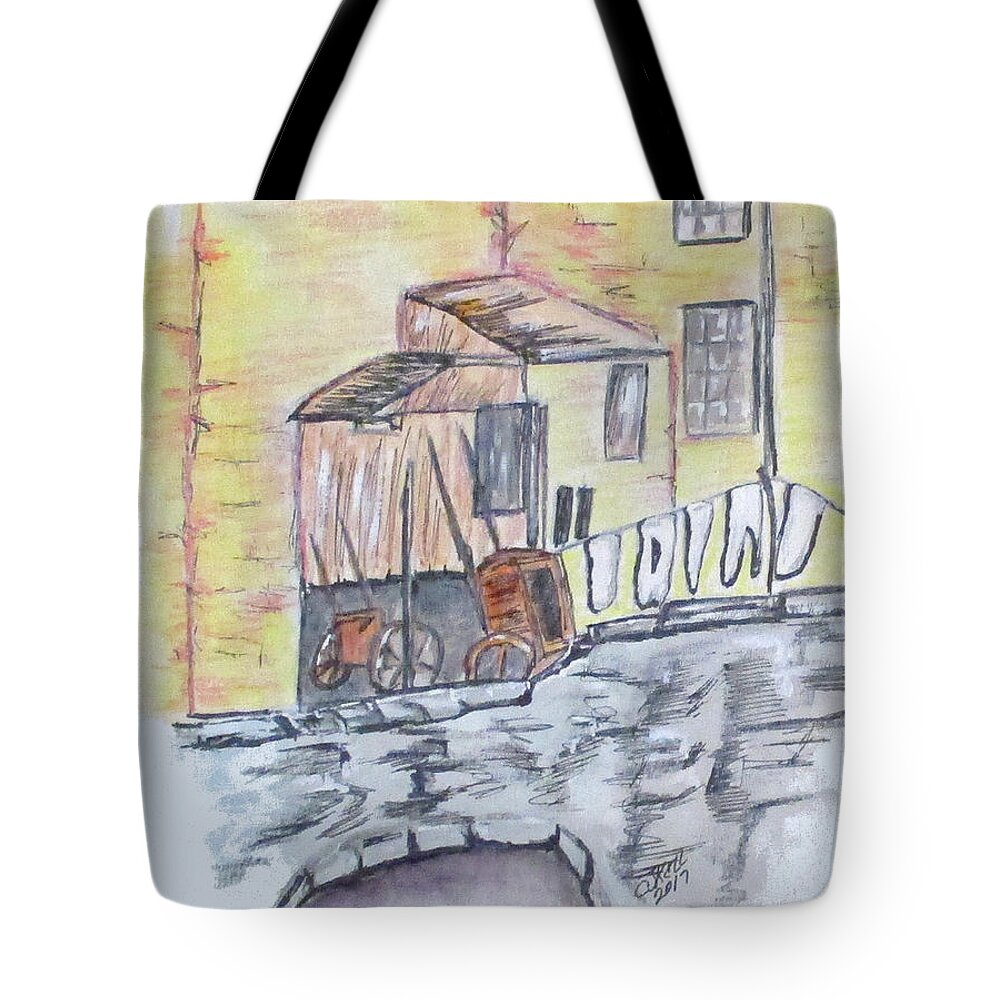 Water Color Tote Bag featuring the painting Vintage Wash Day by Clyde J Kell