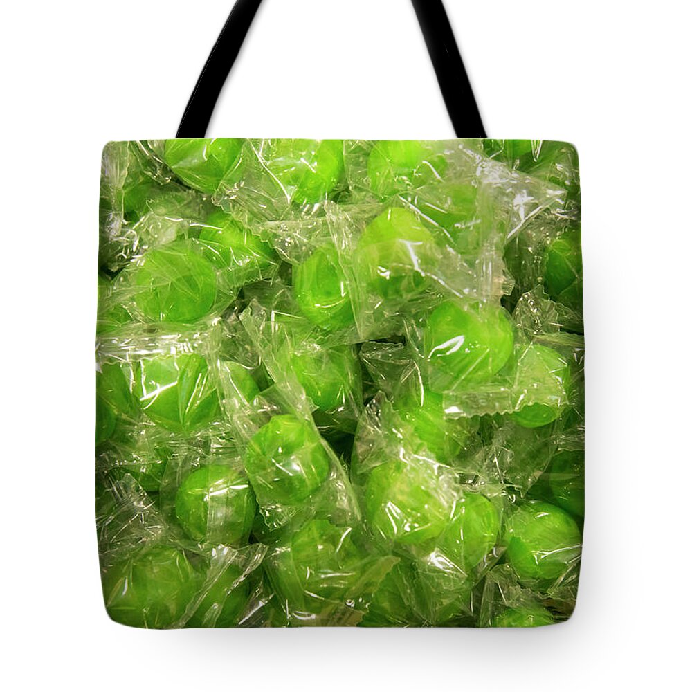 Ball Tote Bag featuring the photograph VIntage wintergreen hard candies by Karen Foley