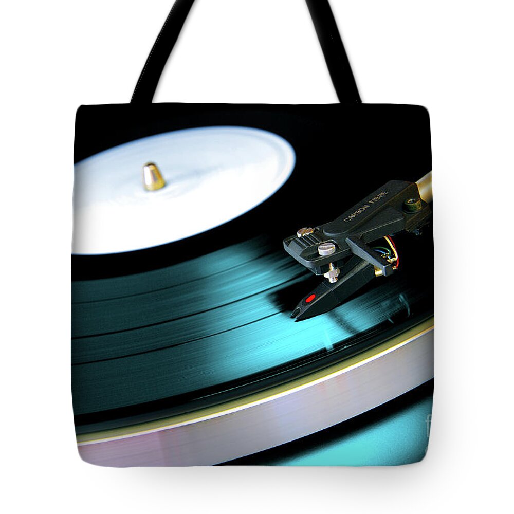 Abstract Tote Bag featuring the photograph Vinyl Record by Carlos Caetano